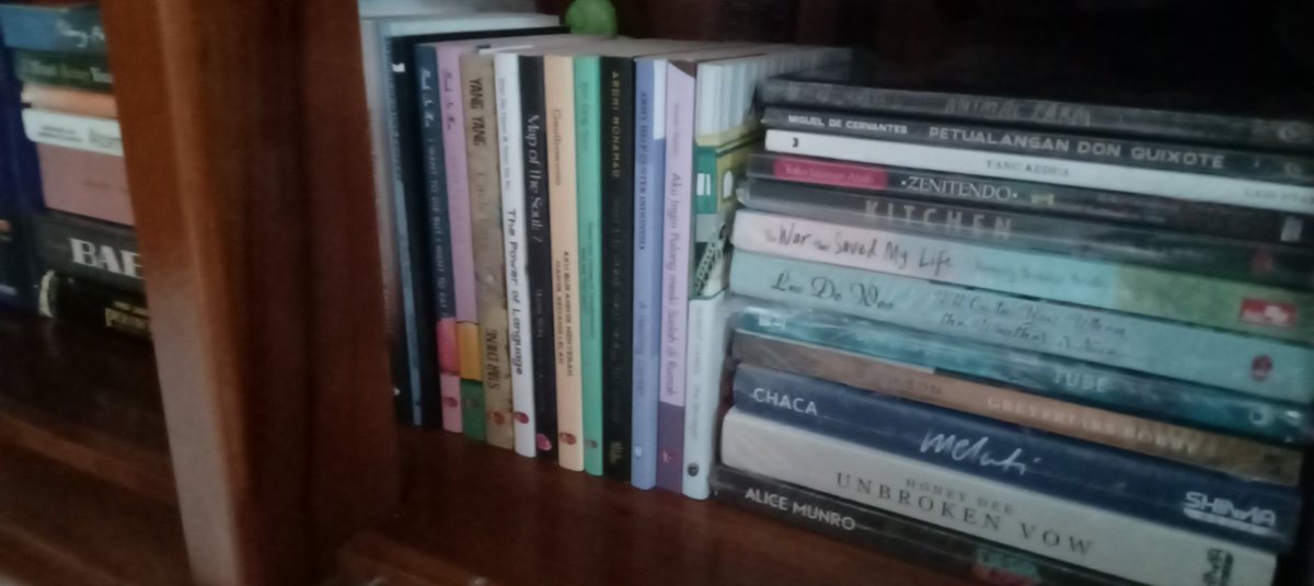 Furua25's tweet photo. Ini buku-buku pribadi ku, kalo di list 50an doang dan itu ikut wangsit om Jero 3 biji + the king 😔🙏 when yh harga buku murah pengen buat perpus mini https://t.co/DBjIxPZRrd
