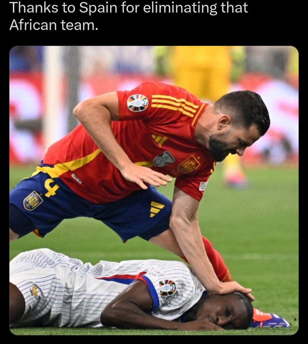 fainisyo's tweet photo. Les memes qui traînent chez les espagnols depuis hier soir. Ça cache même plus son racisme c'est affligeant https://t.co/sptpQf29Xw