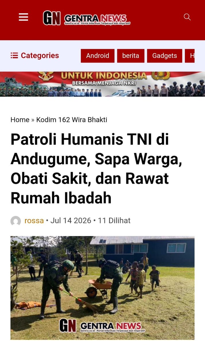 Zara_Nabilaa's tweet photo. Mulai dari wilayah perbatasan Kalimantan sampai ke kaki gunung Papua, sejak dari pulau terluar Nusa Tenggara Timur sampai dengan pantai Pulau Sumatera, Tentara Nasional Indonesia selalu berada bagi warga negara.
Hadir Bantu Membangun https://t.co/XZvWy1E9gZ