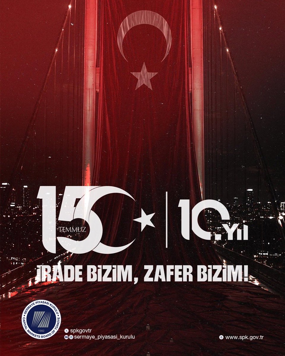 spkgovtr's tweet photo. 15 Temmuz hain darbe girişiminin 10. yıldönümünde, demokrasimizi ve millî iradeyi kararlılıkla savunurken şehit olan kahramanlarımızı rahmetle anıyor, gazilerimize şükranlarımızı sunuyoruz.  
 
Demokrasi ve Millî Birlik Günü'müz kutlu olsun! 
 
#15Temmuz 
#İradeBizimZaferBizim https://t.co/7GfAtZyKit