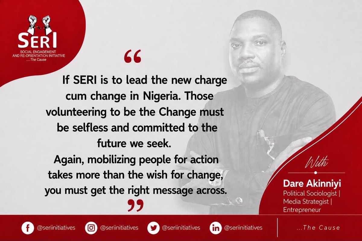 SERIInitiatives's tweet photo. SERI To Insights: Learning Beyond the Training

Today’s insight on Campaign Management by @DareGlintstone Akinniyi reminds us that every lasting movement begins with informed, intentional action

Which of these points resonates with you most?
#SERIToTInsights #ActiveCitizenship https://t.co/xaybormnEl