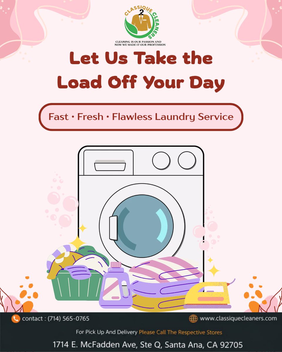 classiqueclean's tweet photo. 🏆 California's trusted commercial &amp; residential laundry partner. 
🏨 Specializing in hotels, Spas, Airbnbs &amp; gyms. 
 📞 Call to simplify your business operations today!
(714) 565-0765
(714) 654-5925
https://t.co/WwWeDqF9li
1714 E. McFadden Ave, Ste Q,
Santa Ana, CA 92705 https://t.co/lPSj4th1ei