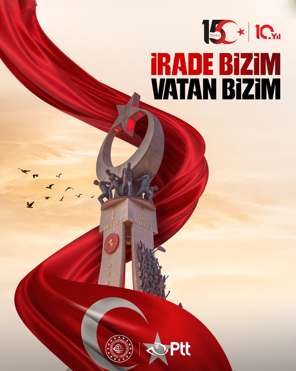 PTTKurumsal's tweet photo. 15 Temmuz Demokrasi ve Millî Birlik Günü’nde, millî iradeye sahip çıkarak vatanımızın bağımsızlığı ve demokrasimiz uğruna fedakârca mücadele eden aziz şehitlerimizi rahmetle, kahraman gazilerimizi minnetle yâd ediyoruz.
  
15 Temmuz Demokrasi ve Millî Birlik Günü kutlu olsun. https://t.co/34nDmXcy1H