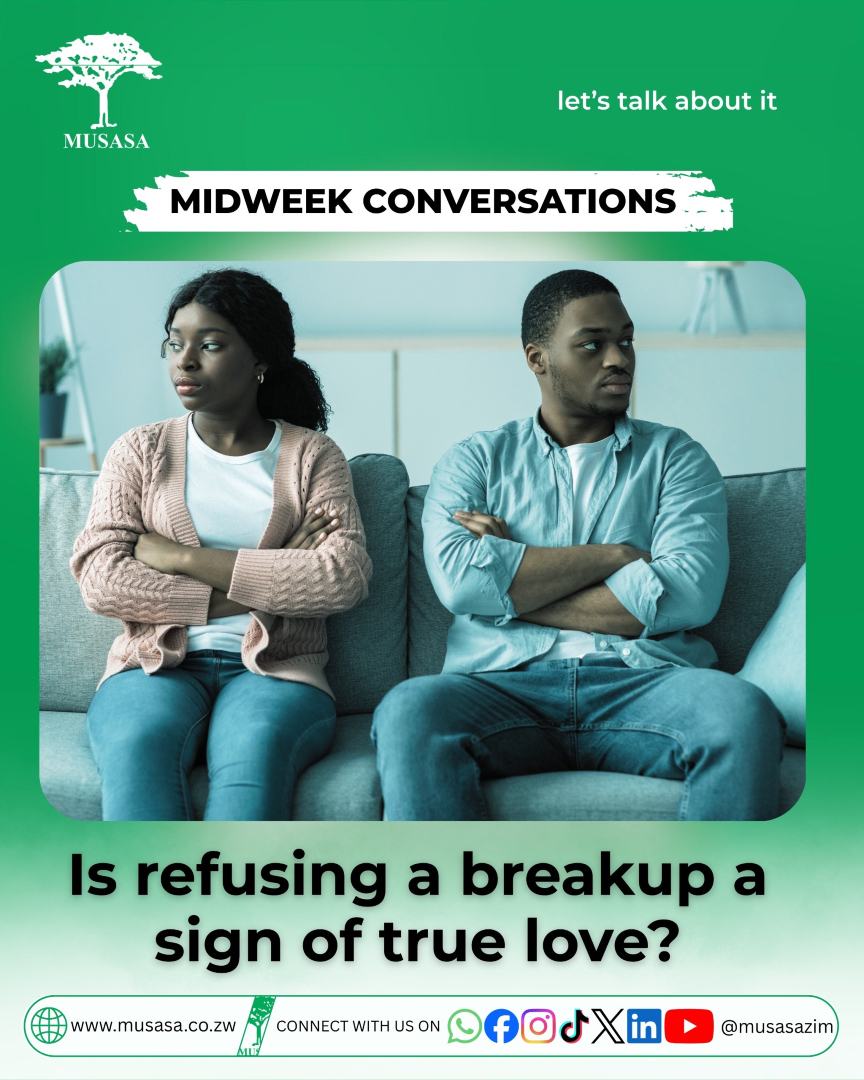 MUSASAZIM's tweet photo. We often hear the phrase “munhu anoramba kurambwa,” “umuntu oyala ukwehlukana.” Do you think refusing to accept a breakup a sign of true love? Let’s talk about it. 

#midweekconversations https://t.co/f0WAnPY8Fk