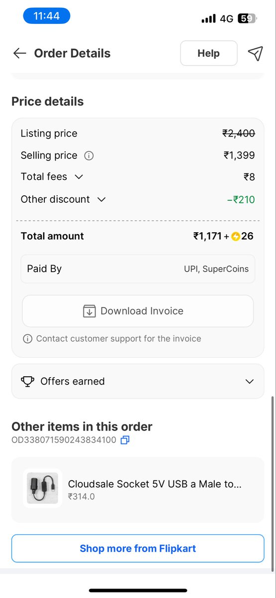 NiceCodeWriter's tweet photo. @flipkartsupport 
Hi Flipkart i am not able to download the Invoice of my order .My order Id is OD338071590243834100 https://t.co/OjvKLoptA9
