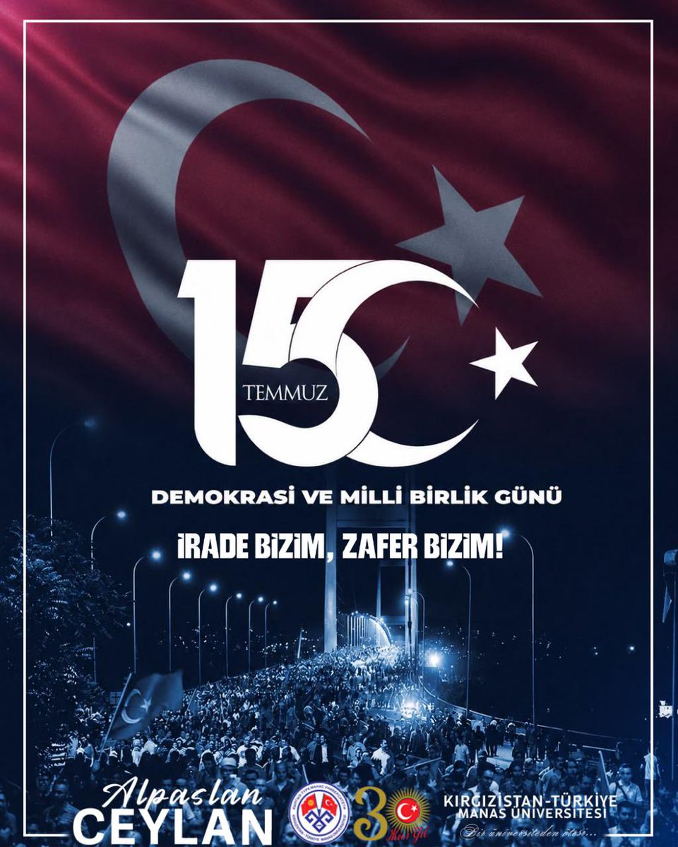 ProfDrACeylan's tweet photo. 1️⃣
15 Temmuz hain darbe girişiminin 10. yıl dönümünde, vatanı, milleti ve devletinin bağımsızlığı uğruna göğsünü kurşunlara siper ederek şehadet şerbeti içen aziz şehitlerimizi rahmet, minnet ve saygıyla yâd ediyor; kahraman gazilerimize şükranlarımızı sunuyoruz. https://t.co/AvtBPbLBeF