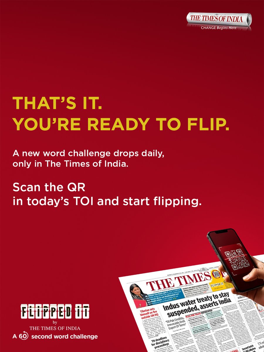 TOINoida's tweet photo. New to #FlippedIt? Start here. Here, we break down how to play the 60-second daily word challenge in #TOI, from scanning the QR code in TOI to flipping the clue words &amp; finding the final phrase. Swipe through, learn the game, and solve your first flip today!   #WordChallenge https://t.co/q68IfRyPuq