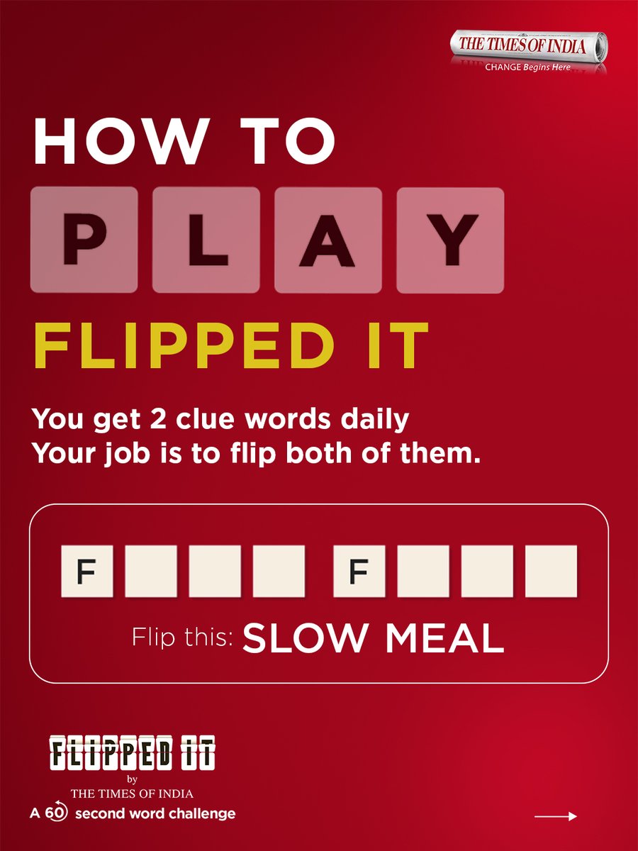 TOINoida's tweet photo. New to #FlippedIt? Start here. Here, we break down how to play the 60-second daily word challenge in #TOI, from scanning the QR code in TOI to flipping the clue words &amp; finding the final phrase. Swipe through, learn the game, and solve your first flip today!   #WordChallenge https://t.co/q68IfRyPuq
