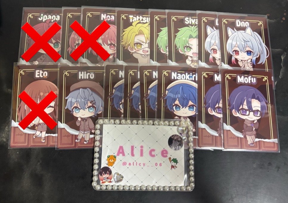 alicey__06's tweet photo. @1Afzew 🥁
こちら所持しているあすね様のお求め品です！
バレンタインデフォ、ピクニックブロマはお譲り可能
ぱらぴちブロマは同種の交換が嬉しいです！ https://t.co/oQCjCI0fRS