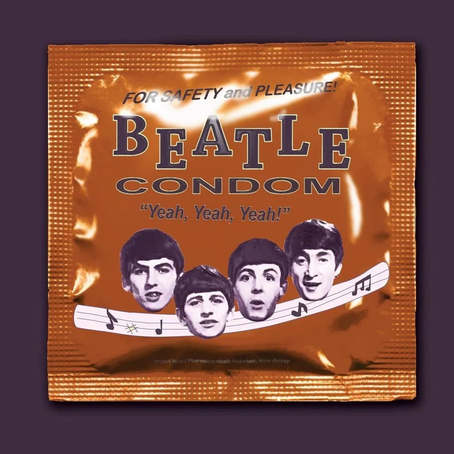 beatletwt's tweet photo. dont worry baby, ive got the beatles condom. yeah, yeah, yeah! https://t.co/ztjBwNsyHm