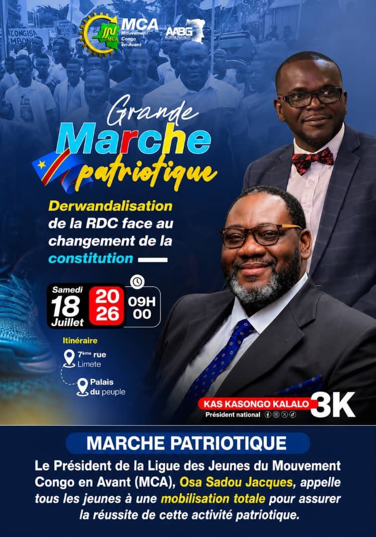 AxelMakumb62093's tweet photo. La RDC mérite la paix, l'unité et le respect de son ordre constitutionnel. Ce samedi 18 juillet, marchons pacifiquement avec le #MCA pour exprimer notre engagement patriotique et notre attachement à une nation forte et indivisible. 🇨🇩 #MCA #3K https://t.co/KkF8SI7Myh
