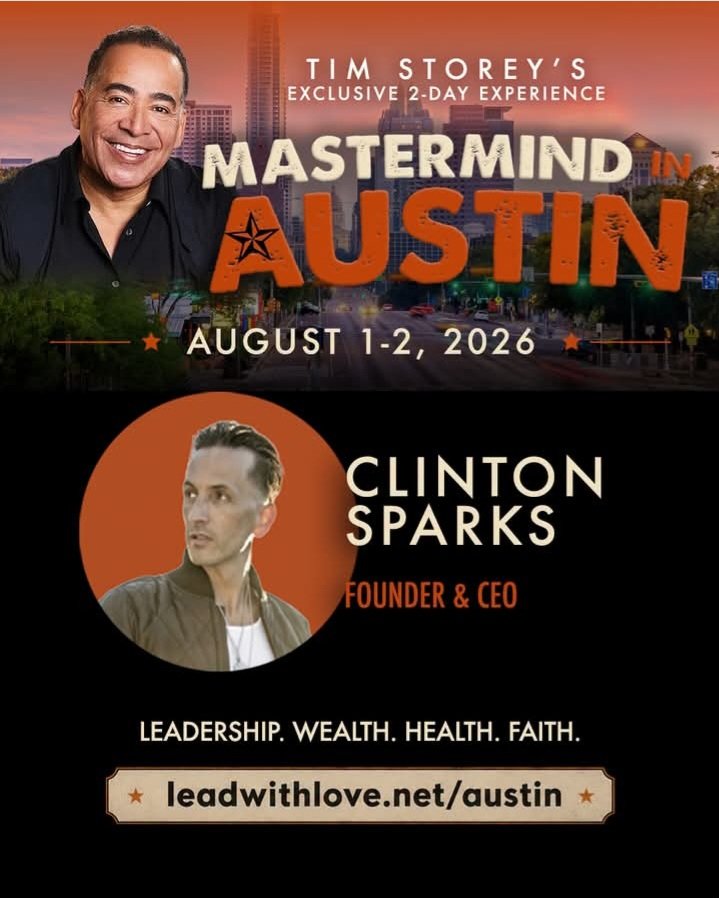 Storeys2017's tweet photo. The next level of your leadership starts in the right room. 🔥

Join us in Austin, TX on August 1–2 for the Lead With Love Mastermind featuring Tim Storey and special guest, Clinton Sparks.

A Grammy-nominated producer, entrepreneur, investor, and branding expert, Clinton Sparks has built an extraordinary career at the intersection of music, business, technology, and innovation. He's worked with some of the biggest names in entertainment while helping founders, executives, and global brands think bigger, innovate faster, and create lasting impact.

This isn't for people who want to stay comfortable.
This is for entrepreneurs, executives, and leaders who know they're capable of more.

✔️ Learn from an entrepreneur who has built success across multiple industries
✔️ Gain insights on branding, innovation, leadership, and business growth
✔️ Build meaningful relationships with ambitious, purpose-driven leaders
✔️ Walk away with fresh perspective, practical strategies, and renewed momentum

Success today requires more than experience.
It requires adaptability, creativity, and the willingness to see opportunities where others see obstacles.

Austin is about to be a room full of innovation, leadership, and transformation. 🔥

August 1–2 | Austin, TX

Limited seats available. Click the link below to reserver your spot 
https://t.co/jRW9q0NzgD

#LeadWithLove #LeadWithLoveMastermind #TimStorey #ClintonSparks #Leadership #Innovation #Entrepreneur #BusinessLeadership #ExecutiveLeadership #GrowthMindset #LeadershipDevelopment #SuccessMindset #AustinTX #BusinessGrowth #LevelUp