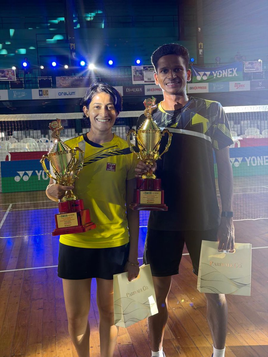 ONGC_'s tweet photo. 🏸
A title-winning triumph in Kochi!
#PrideOfONGC @P9Ashwini and Sathish Kumar Karunakaran powered their way to the Mixed Doubles crown at the YONEX-SUNRISE All India Senior Ranking Badminton Tournament 2026, held in Kochi, Kerala, from 7 to 14 July 2026.
With skill, synergy and an unyielding competitive spirit, the duo delivered a championship-winning performance. Congratulations on this outstanding victory!
#ONGC #EnergyNowAndNext #YouAreEnergy