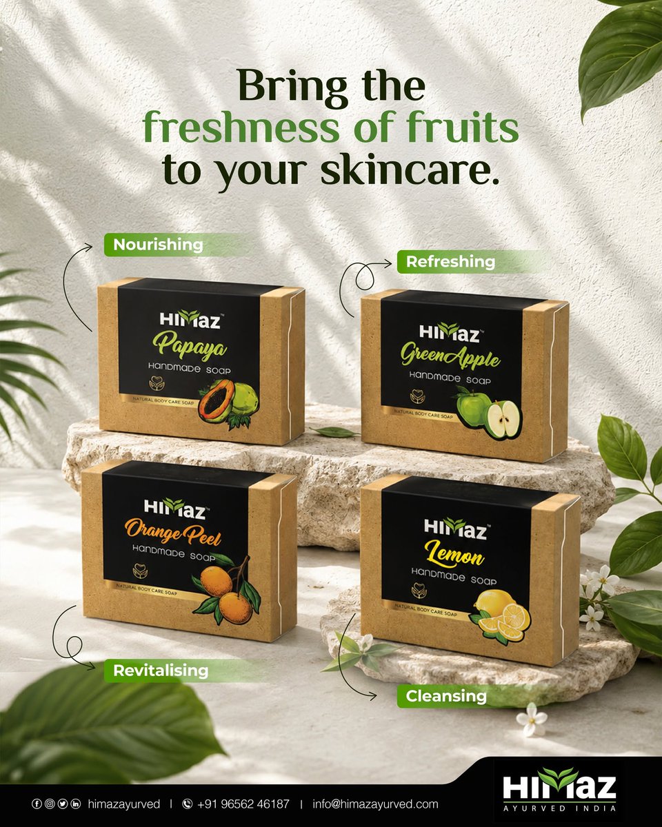 himazayurved's tweet photo. A little freshness can go a long way.
Discover the vibrant goodness of Himaz Fruit Soaps, inspired by nature and crafted to make every bath feel refreshing, uplifting, and full of fruity goodness.

#HimazAyurved #FruitSoap #HandmadeSoap #NaturalCare #FreshByNature #BodySoap https://t.co/SbA1HW3iQq