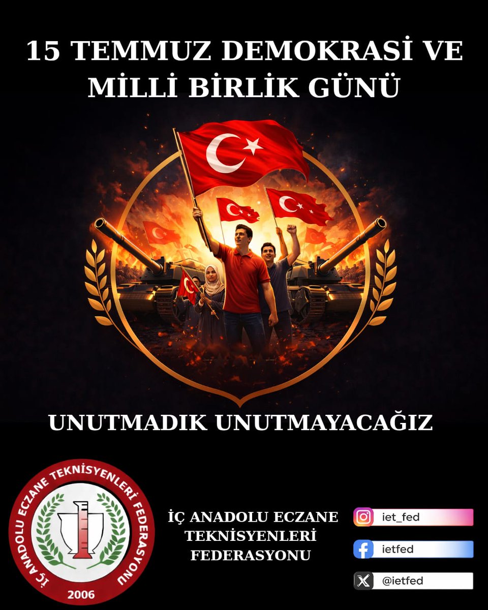 ietfed's tweet photo. 15 Temmuz; milletimizin birlik olduğunda hiçbir gücün karşısında duramayacağının en güçlü göstergesidir. Aziz şehitlerimizi rahmetle, kahraman gazilerimizi minnetle anıyor; demokrasimize sahip çıkmanın önemini bir kez daha hatırlıyoruz.
Unutmadık, Unutmayacağız. https://t.co/Z9LP0IqQTn