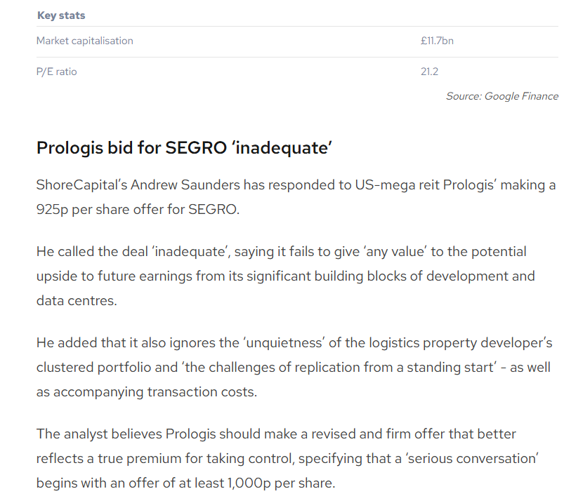 entrustTMF's tweet photo. #SGRO Prologis bid for SEGRO ‘inadequate’ https://t.co/eguQpLBm0I