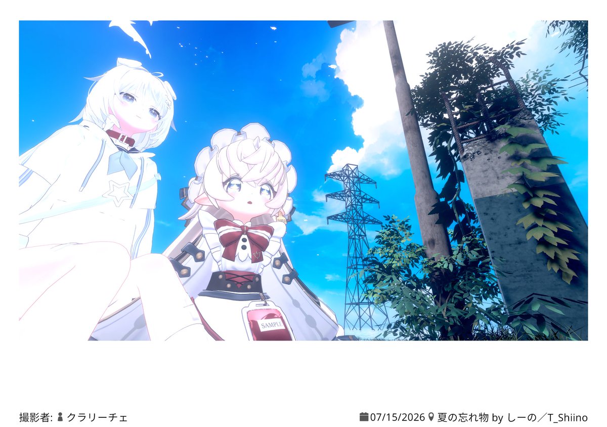 mod_vrc9821's tweet photo. 夜中だったけどいつものフレさん達をお誘いして、夏のワールドを堪能(´▽｀*)
浜辺の写真はせっかくなので夏の日差しを取り入れたけど、テイオウ君のアバターが白飛びしちゃった(笑)
もう１枚はるるちゃんとテイオウ君の2人の並びがちょっとエモく感じたのでパシャリ📷
#VRChat https://t.co/iGpBa1IOxm
