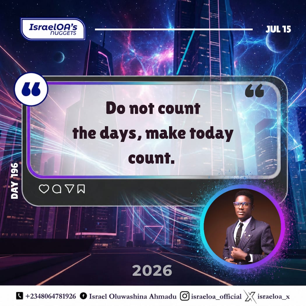 israeloa_x's tweet photo. Be faithful with today's assignment; tomorrow will take care of itself.๐ซฑ๐พโ๐ซฒ๐ฝ
#IsraelOANuggets๐ก
#DAY196๐๏ธ
#Wednesday
#Motivation
#Quote #Inspiration https://t.co/FoPYzvGrTU
