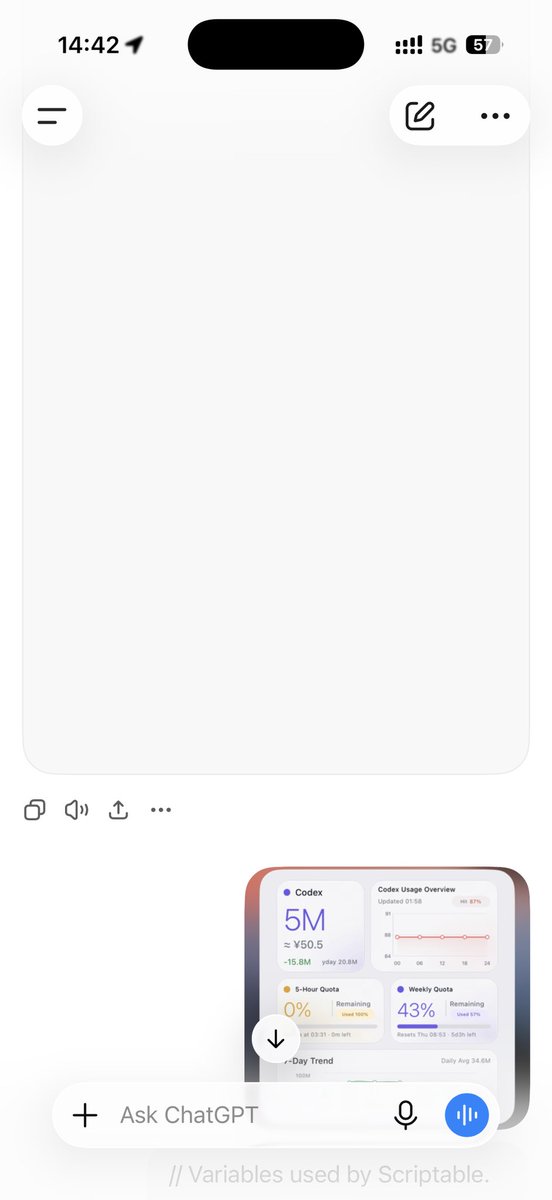 5_I8l's tweet photo. This is a mobile widget I built with Codex through vibe coding. It’s honestly incredible. https://t.co/wZgmVpyHtu