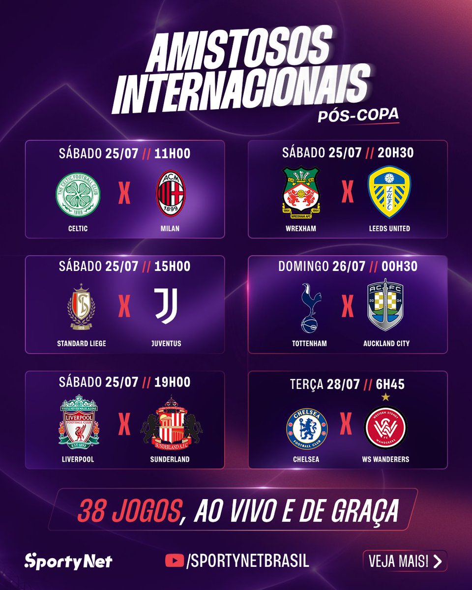 SportyNetBrasil's tweet photo. 🚨⚽ Opa, opa, opa!

A Copa do Mundo está chegando ao fim... mas aqui na SportyNet o futebol NÃO PARA! 🔥

Tem muito amistoso internacional vindo aí, grandes clubes em campo e transmissões para você continuar acompanhando o melhor do futebol com a gente! 🌍⚽

Então já sabe: a Copa acaba, mas a resenha e a bola rolando continuam na SportyNet! 👊📺

Segue o rolo....

#OFutebolNãoPara #SportyNet