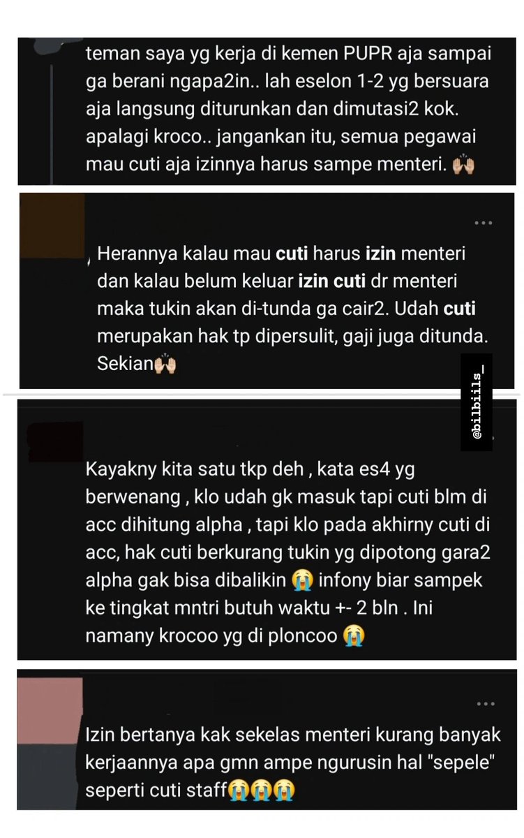 bilbiils_'s tweet photo. 🚨 KEMENTRIAN PU UNDERCOVER 🚨

WNI awam Mau tanya nih 🙃
IZIN CUTI Pegawai itu harus sampai ke Menteri??
@.Dody Hanggodo pak senggang banget yakk??

Kayak gini itu udah biasa kah praktiknya dikementerian lain?? 
Dan kalo menurut teman-teman ini wajar kah?? https://t.co/I6Zl96oGNu