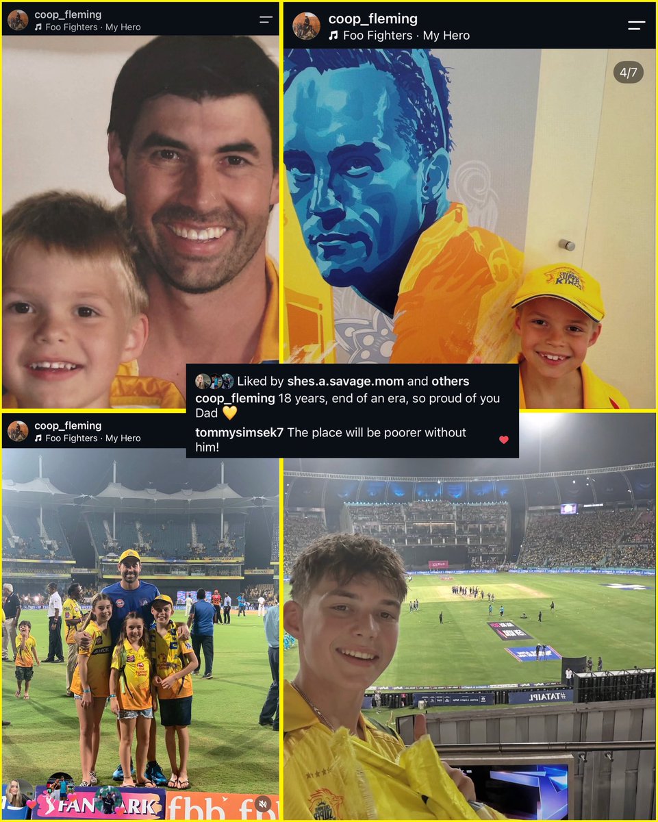 JunaidKhanation's tweet photo. Stephen Fleming’s Son Cooper’s Instagram Post for His Father 💛 https://t.co/Yrke60vVgt