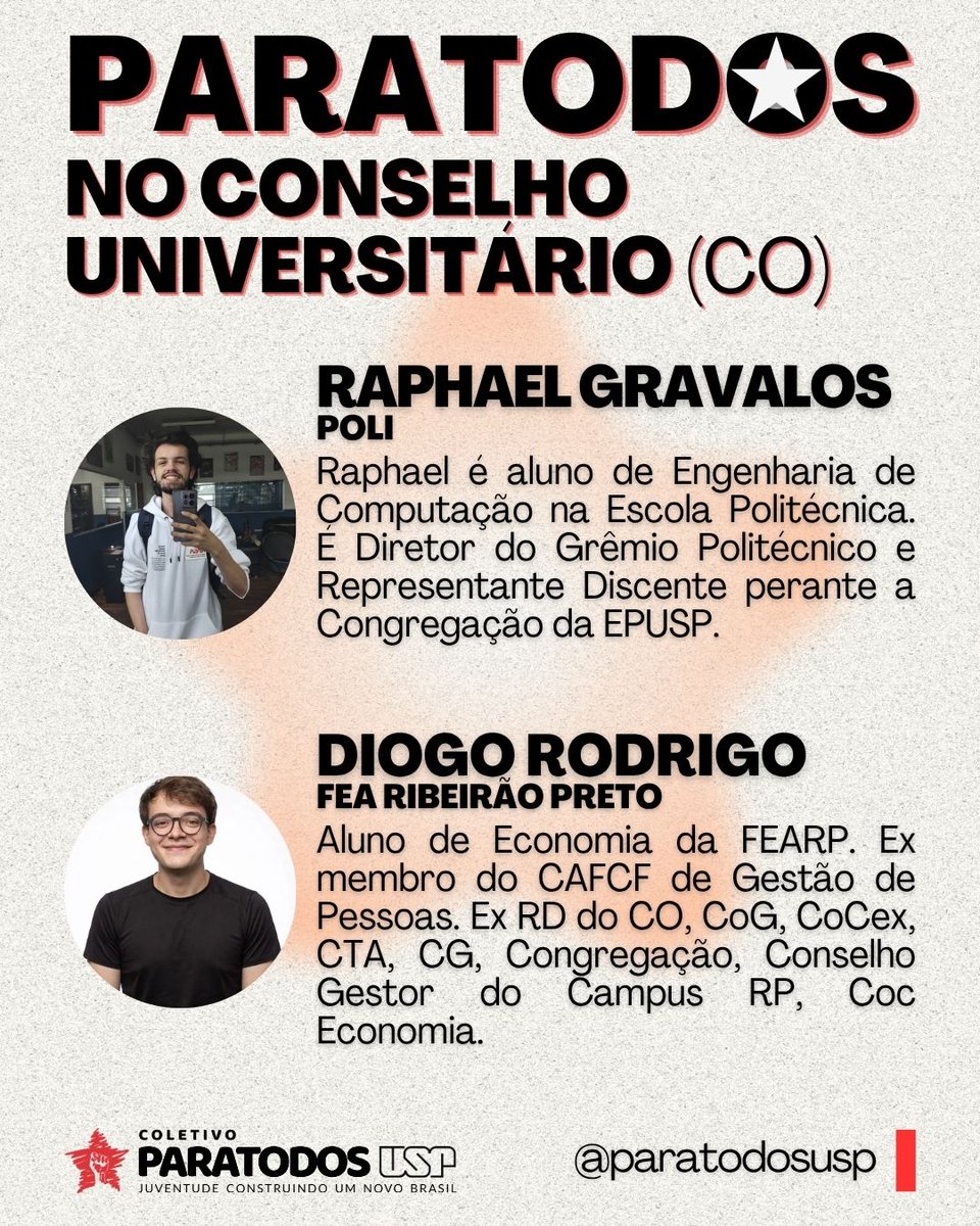 paratodosusp's tweet photo. Esse é o time que vai buscar melhoras na mobilidade dos campi, lutar por um PAPFE decente, combater a precarização do trabalho e da infraestrutura da USP, lutar por uma representação de fato democrática nas instâncias de poder da USP com Diretas Já para a Reitoria e muito mais! https://t.co/11r2IU41Js