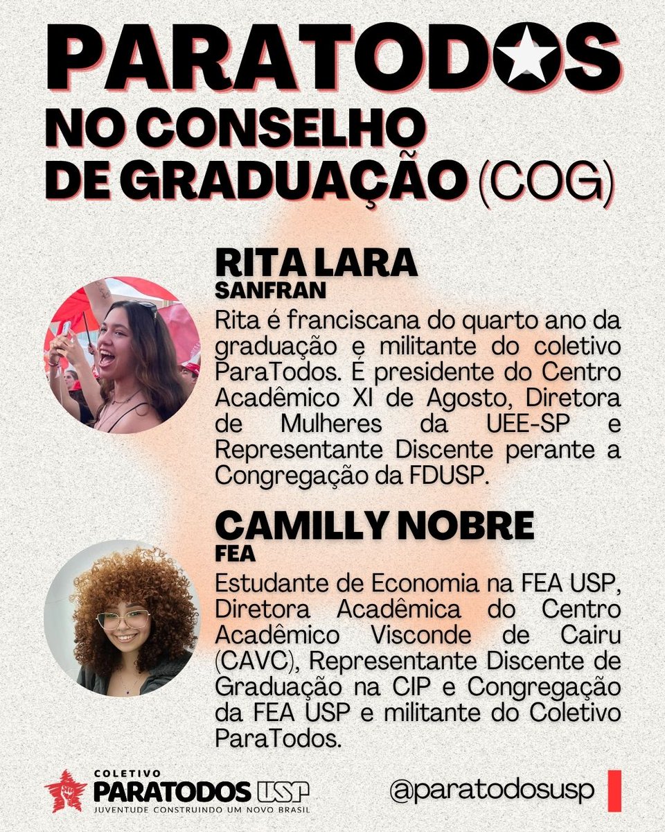 paratodosusp's tweet photo. Esse é o time que vai buscar melhoras na mobilidade dos campi, lutar por um PAPFE decente, combater a precarização do trabalho e da infraestrutura da USP, lutar por uma representação de fato democrática nas instâncias de poder da USP com Diretas Já para a Reitoria e muito mais! https://t.co/11r2IU41Js