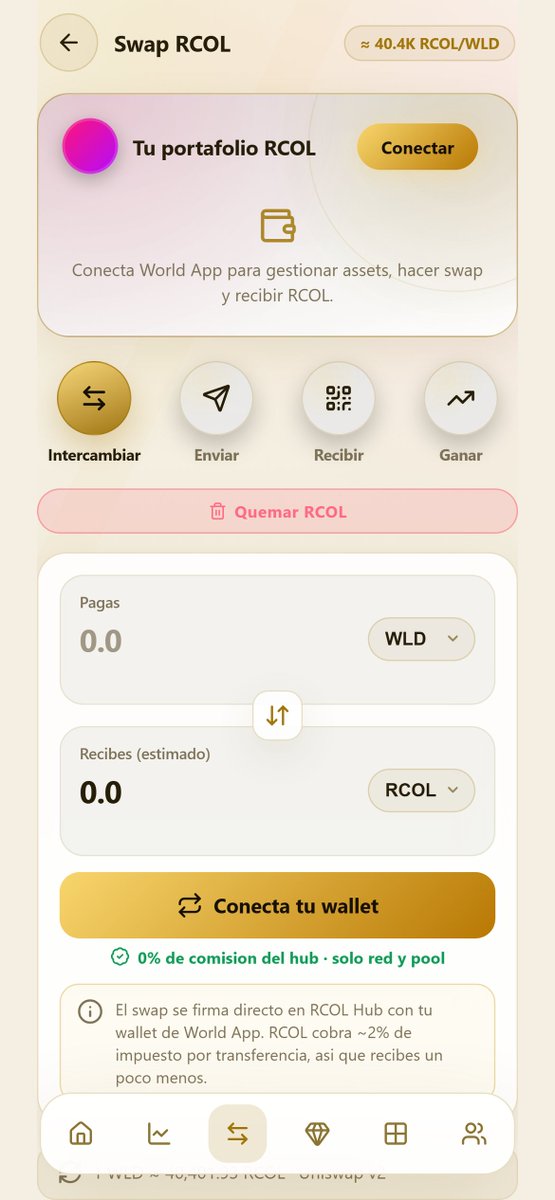 RCol_Oficial's tweet photo. RCOL Hub mini app changelog for verification review - https://t.co/FnlInW1myz 

Hub home
- Official RCOLombia DAO home with RCOL branding
- Light and dark theme toggle
- Share RCOL Hub from the app
- MiniKit status for World App and browser mode
- Spotlight shortcuts to Staking and Swap
- Announcement carousel for RCOL news and games
- Market stats live price 24h change market cap liquidity burn holders
- Price sparkline from GeckoTerminal
- Swap teaser with live rate
- NFT RCOL Genesis preview coming soon
- Quick links website games staking charts community
- Token contract address with copy
- Community links X and Telegram

Wallet and Pay
- Connect World App wallet with portfolio balances
- Quick actions Swap Send Receive Earn
- Native swap RCOL WLD USDC WETH on Worldchain
- Swap uses Permit2 and Universal Router
- Send RCOL to pasted 0x address
- Send to World App contacts when available
- Receive RCOL with local QR optional amount copy and share
- Burn RCOL with history tracking
- Transaction history for swaps sends and burns
- Earn opens the staking ecosystem app

Integrations
- DexScreener and GeckoTerminal chart links
- Mini games Vuela RCOL Flappy Butterfly World Runner
- Official site https://t.co/ZDR0qIYOFg
- Security headers HTTPS CSP HSTS

Production URL https://t.co/4YXXBhD7Px

#WorldChain #Crypto #Memecoin #BuildOnWorld #WorldApp  🦋🛠️📲🪐