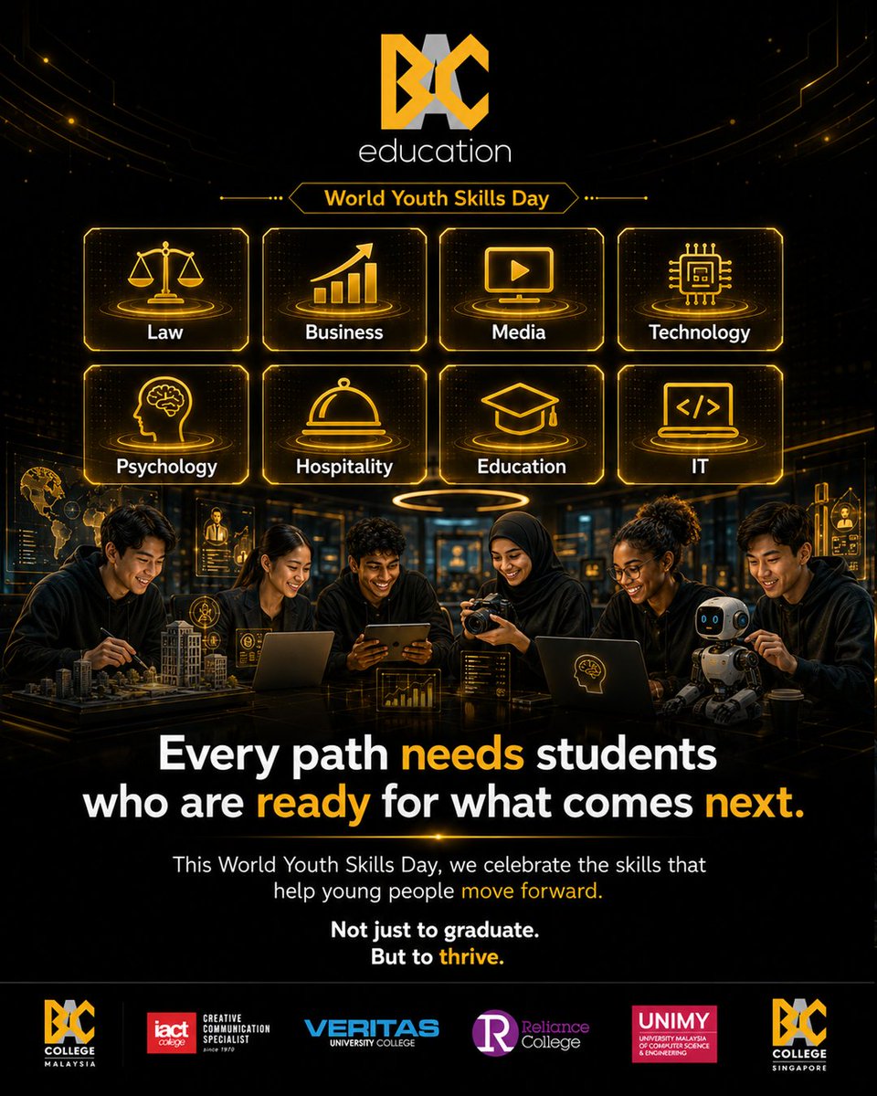 IACTCollege's tweet photo. The future does not wait for students to be ready.

This World Youth Skills Day, we celebrate every young person building the skills to shape what comes next.

#BACEducation #WorldYouthSkillsDay #FutureReady #YouthSkills #CareerReady https://t.co/RB4rQv7Xh4