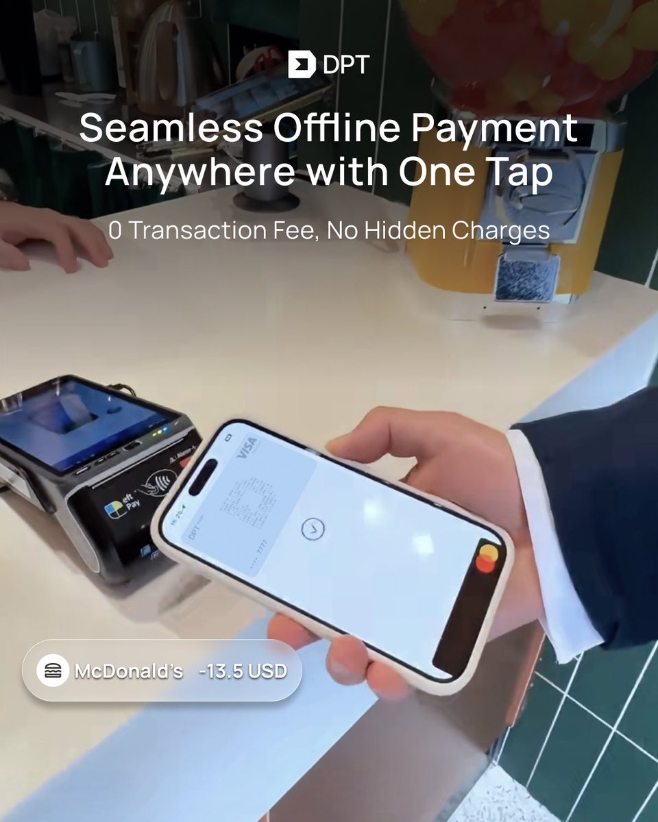 DptPay's tweet photo. GM 🍔
Tap to pay at restaurant instantly with DPT Card + Apple Pay
0 transaction fees, 0 hidden charges unlimited spending cap
Works on every contactless store terminal worldwide
Comment GM below, 3 winners get half off card activation code🎉
#DPT #Web3Payment #StablecoinCard https://t.co/5xKLbHNaFO