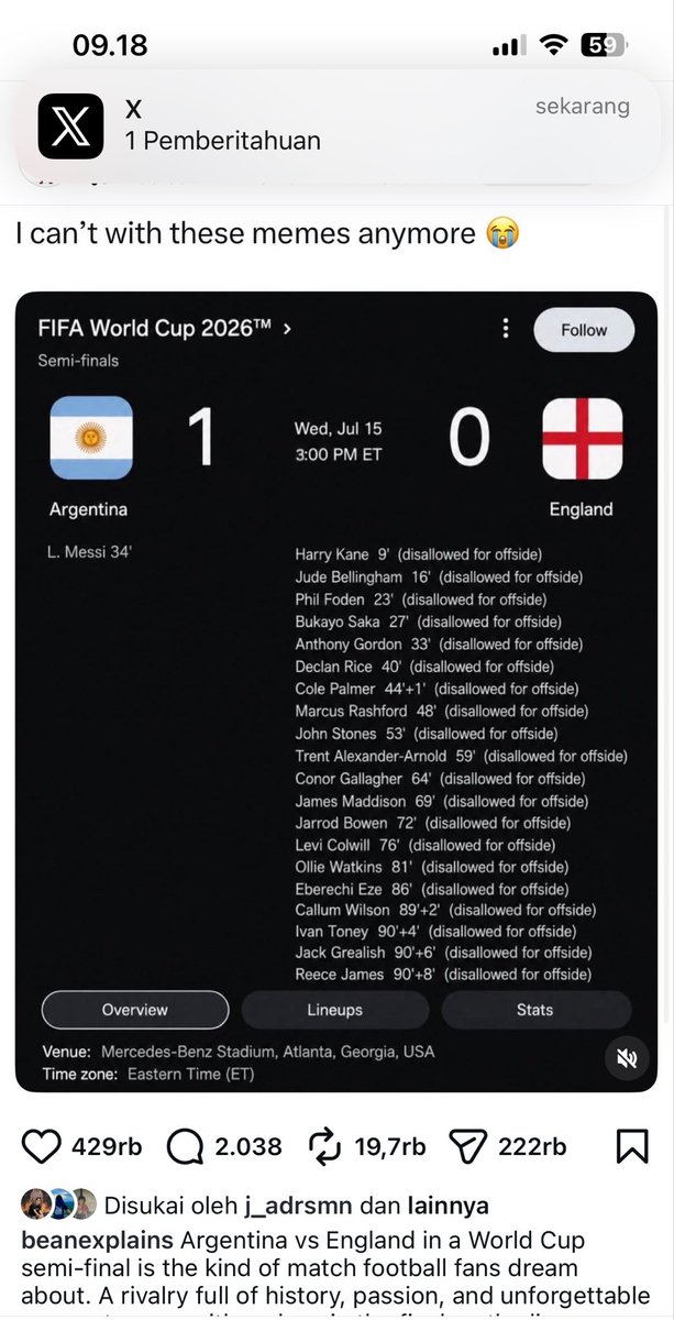 FootballPOV11's tweet photo. Pagii. Selamat buat Prancis yang layak kalah. Spanyol ke Final Piala Dunia 2026, nunggu Argentina.
POV Argentina vs Inggris nanti malam, Argentina diprediksi menang lagi. Fans Bang Dodo sabar. Jujurly, Mimin Netral ya, jangan cap gua Fans Bang Dodo 🙏😭
#WorldCup #4fun https://t.co/hsUiTxJ2j8