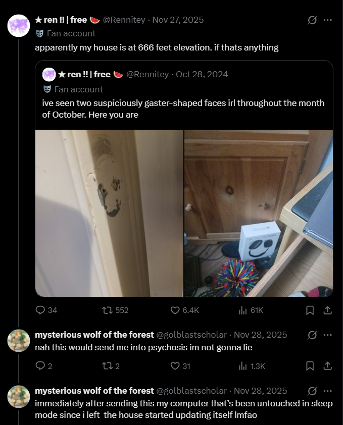 gaster irl feats tweet media