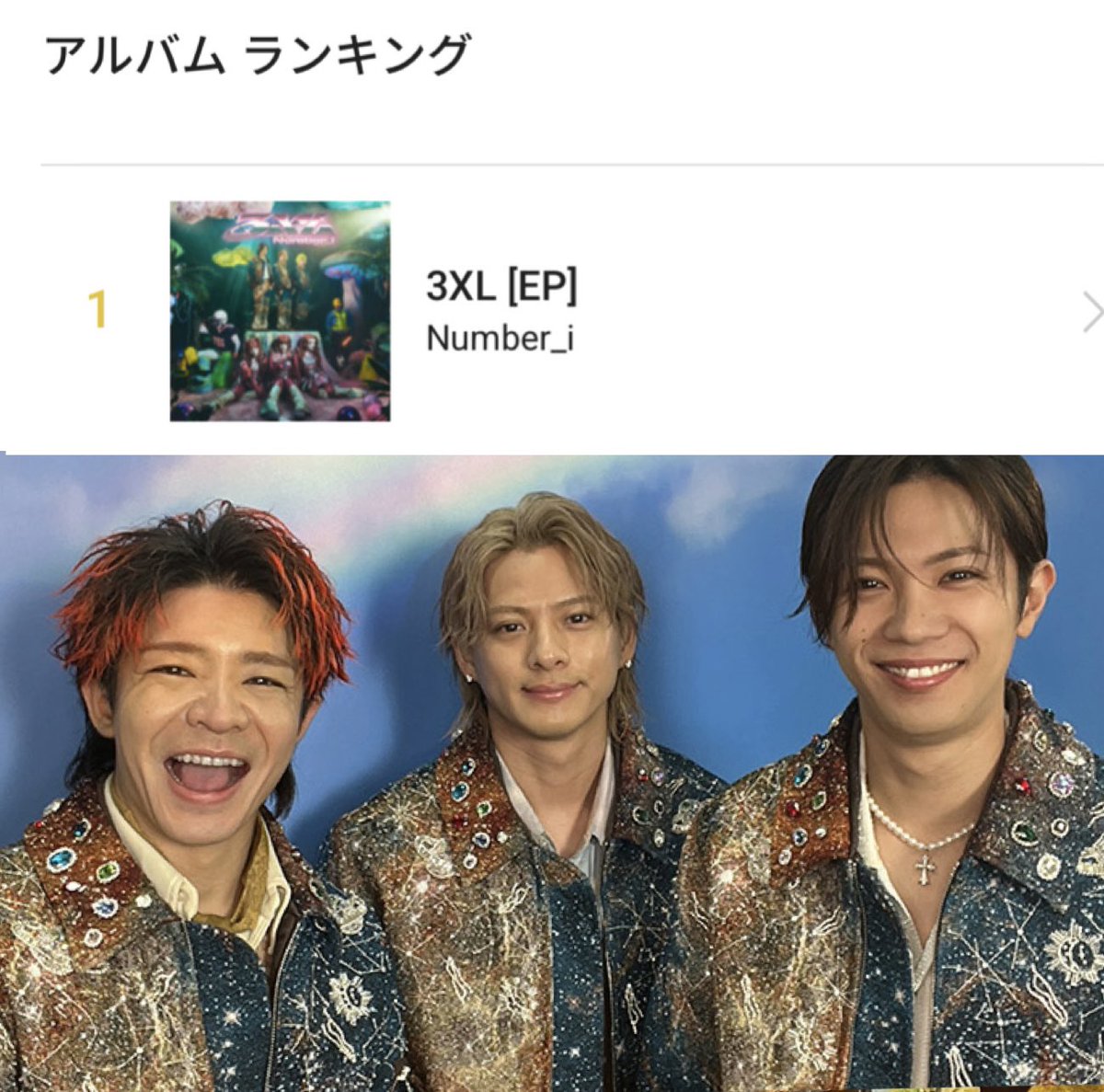 レコチョク】上半期ランキング2026 アルバム部門 👑 1位 Number_i「3XL