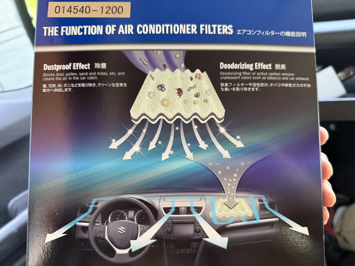 darpalkun's tweet photo. ジムニーシエラのエアコンフィルターを純正ハイグレードなヤツに交換する
#JB74W
#アドバンス https://t.co/FqMoNywUlf