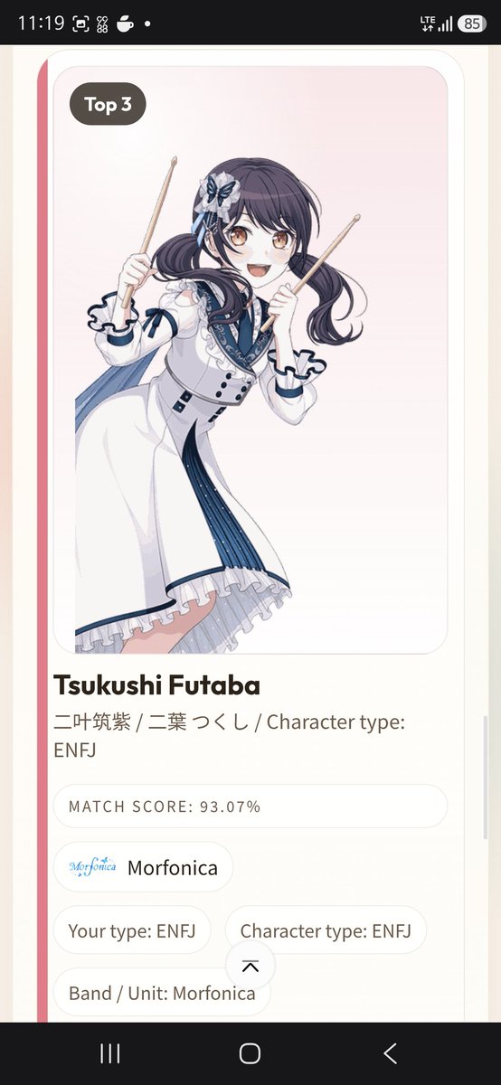 I_am_INHO's tweet photo. My BanGDream! MBTI and match Characters.
➡️ #ENFJ
🥇- Lisa
🥈- Marina
🥉- Futaba

#뱅드림  #バンドリ https://t.co/C2hv9mEci6