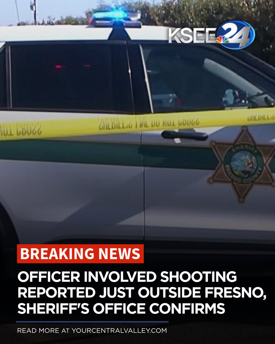 KSEE24's tweet photo. #Breaking
An officer-involved shooting was reported just outside Fresno city limits Tuesday evening, the sheriff’s office confirmed.

More: https://t.co/IO6qMLhtTz https://t.co/dfZoJVMuZA