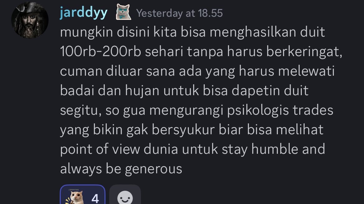 liabilitree's tweet photo. Patut direnungi. W words from @jarddyy.

Trading is not only technical battle, but also psychological. Psychological constraints bisa jadi cost yang paling mahal.

Sudahkah audit psychological constraints kalian within your trading system? It's also part of knowing yourself though.