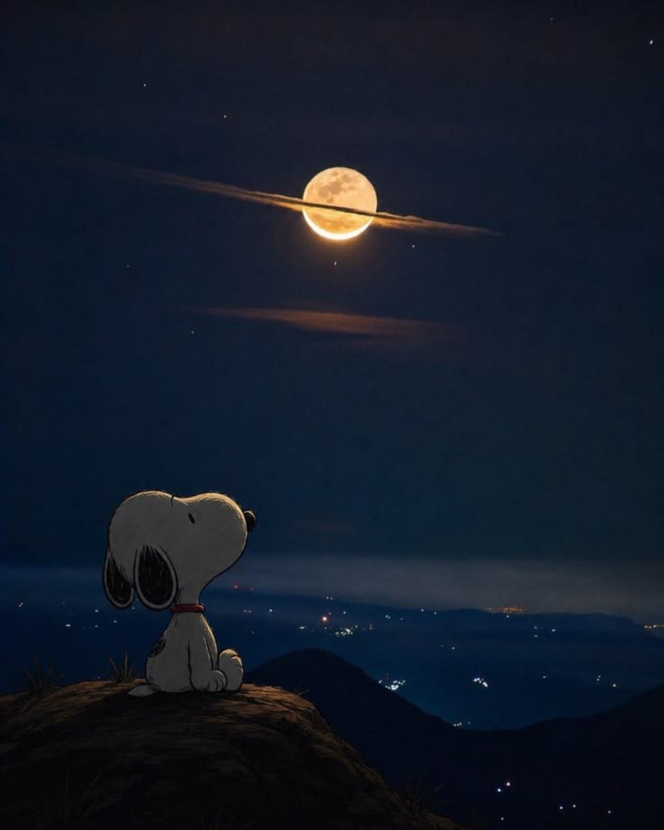 snoopyb047's tweet photo. Just Snoopy, the moon, and endless peace. 🌌 https://t.co/ihfFv2DerB
