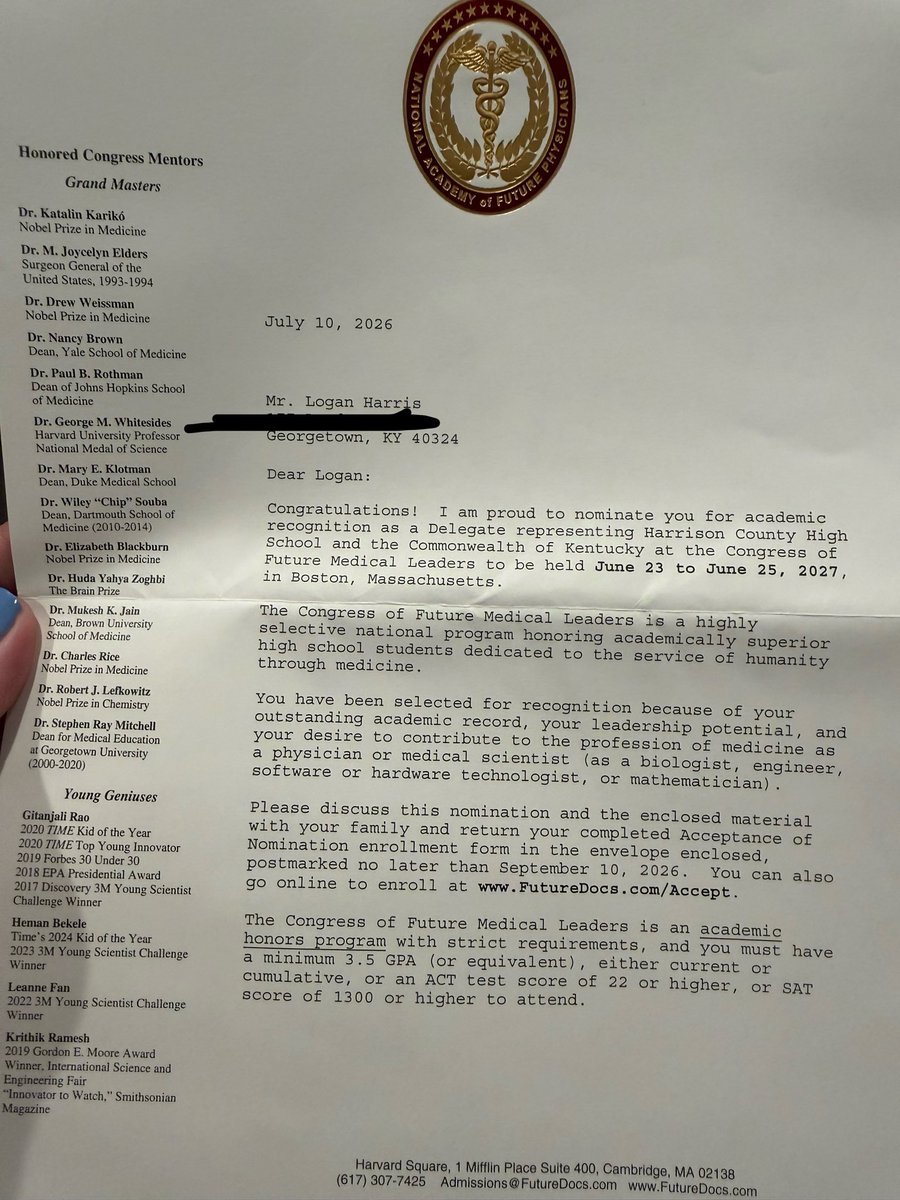 Logan_Harris28's tweet photo. Not only do I put in the work on the field, also working in the academic part of it too!! Big opportunity for me to attend The Congress of Future Medical Leaders in Boston!! @_claymckee7 @cards_football @Clay8448 @oaksie72 @CoachMaslowski @Coach_Kessel20 @HLpreps @keegan_linwood https://t.co/dxVHX3oUFb