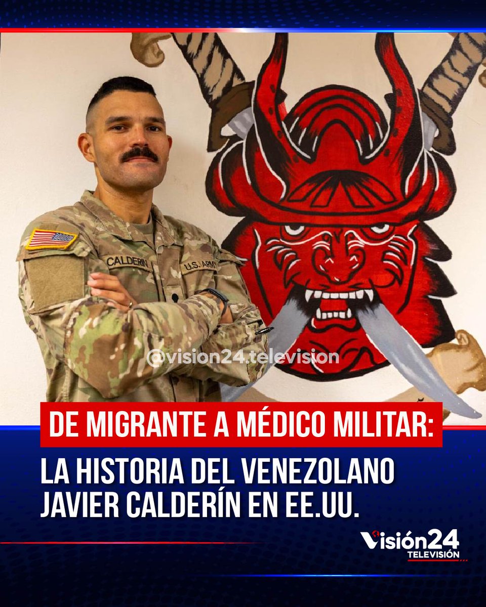 vision24tv's tweet photo. 🌎 El venezolano Javier Calderín perdió cerca de 130 kilos tras emigrar a Estados Unidos y logró cumplir su sueño de ingresar al Ejército. Hoy presta servicio como médico de combate y aspira a seguir ascendiendo dentro de la institución militar. https://t.co/ZlbvNI8BYo