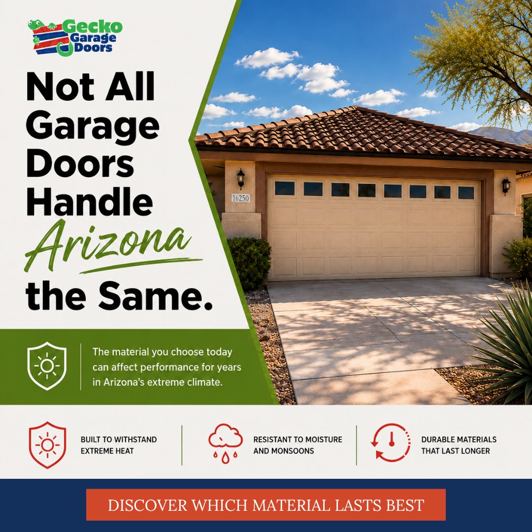 GeckoGarage's tweet photo. What Is the Best Garage Door Material for Desert Climates in Arizona?

Arizona's climate is tough on garage doors. Choosing the right material can make a big difference in durability and long-term performance.

https://t.co/aIgs27Wf1n

#HomeImprovement #GeckoGarageDoors https://t.co/k0NjK7gjI3