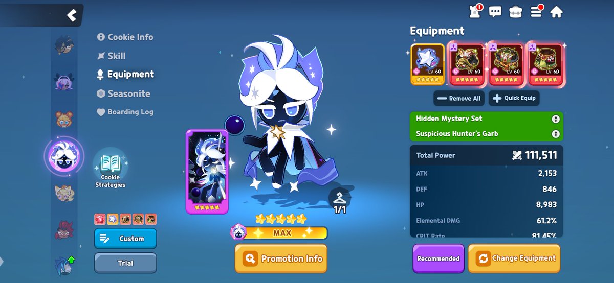 reluna1426's tweet photo. 5 Star Stardust Cookie the day he is released because he’s my favorite of the mystic bunch ✨✨💫
Though Moonlight is pretty built herself! Meanwhile, I ran out of crystals for Milky Way,,, if I could get her to 4 stars, I can make something out of it 🫡
#crtoa https://t.co/B1jJVzpXwi