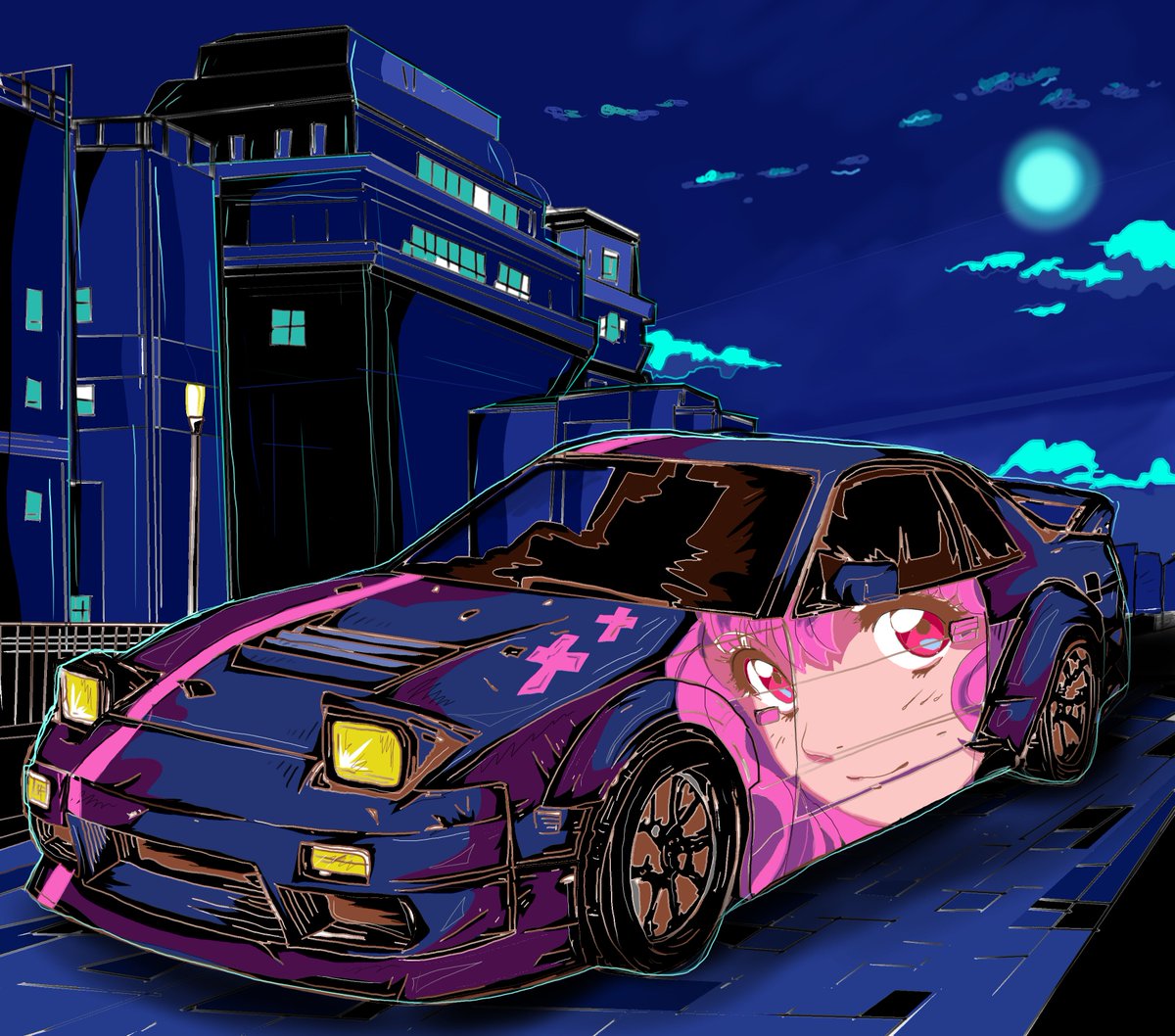 Marcusmetal123's tweet photo. finally, something for myself and not for artfight. with an actual background. #krita #anime #jdm https://t.co/jm4uW6luVU