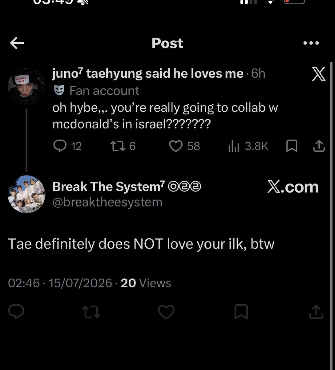 juno⁷ taehyung said he loves me tweet media