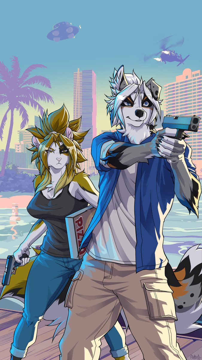 siekfried's tweet photo. I guess I made another piece of GTA VI art, to be honest it turned out great, hehehe.

#furry #furryart #YCH #GTAVI https://t.co/XGM5ed6KmR
