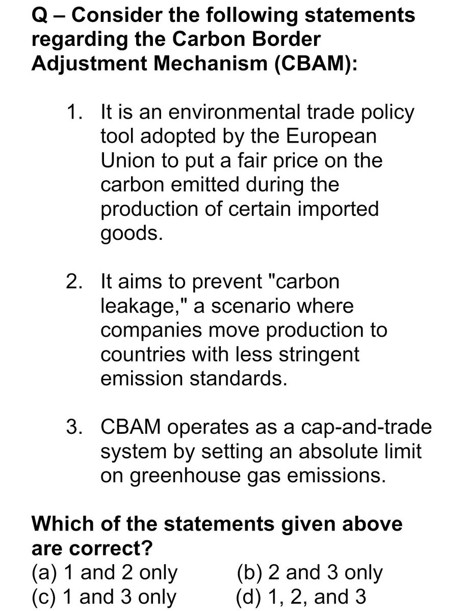 UPSC_mantra_'s tweet photo. π¨ Carbon Border Adjustment Mechanism (CBAM)
#EnvironmentMantra #EconomyMantra https://t.co/7rQ0aKdq4R