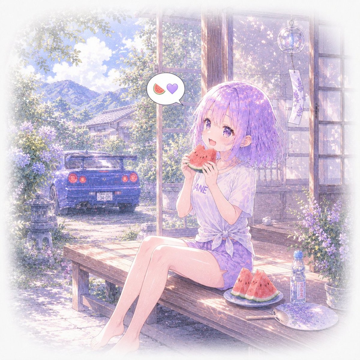 夏の甘さ✨️ 縁側で食べるともっと好きになる🍉💜