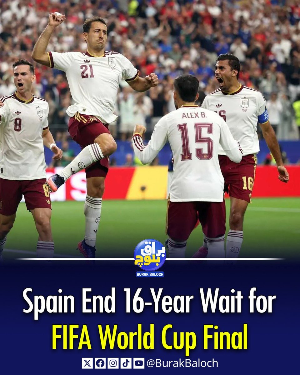 Balochwire's tweet photo. Spain End 16-Year Wait for FIFA World Cup Final
https://t.co/zIYOAD0cip https://t.co/kTobBeIcpM