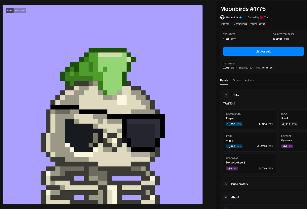 JoeyMoose's tweet photo. I bought a moonbird. https://t.co/xnngsPCnn5